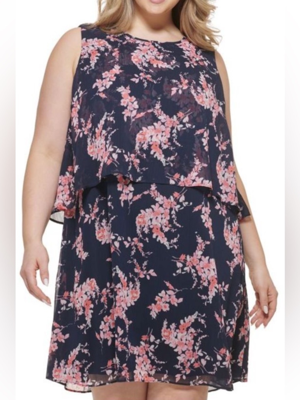 Tommy Hilfiger Spring/Summer Flowy Chiffon Overlay Floral Dress NWT